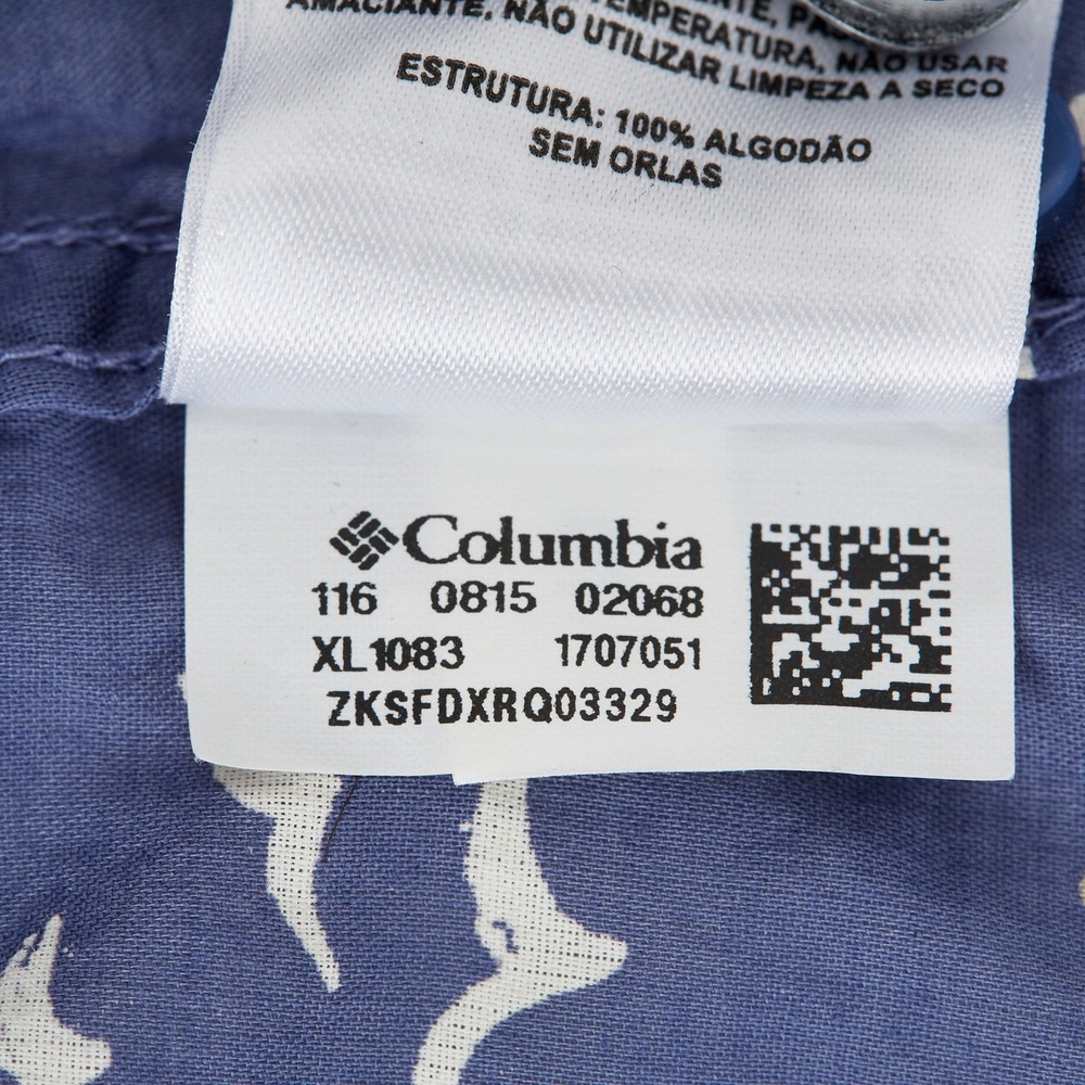 Columbia PFG Shirt Womens Small Blue Bird Print Roll Tab Long Sleeve Cotton - Picture 10 of 15